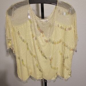 Elegant Yellow Sequin Women's Top